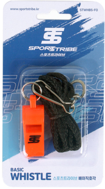 스포츠트라이브 베이직 호각 + 줄, 형광오렌지, 1개