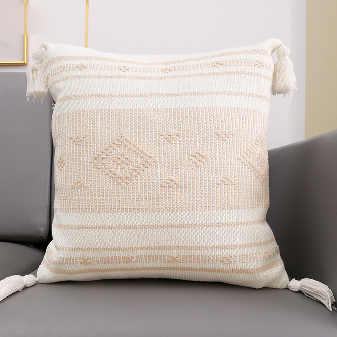 지베딩 모던태슬 쇼파 인테리어 쿠션, 베이지