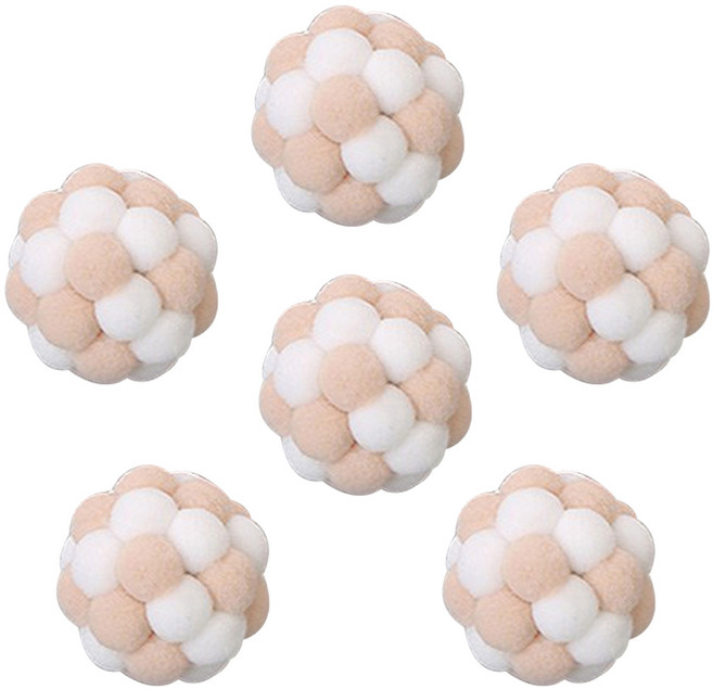 펫츠몬 고양이 소리나는 폼폼 냥이볼 6p 세트, 브라운 + 화이트, 1세트