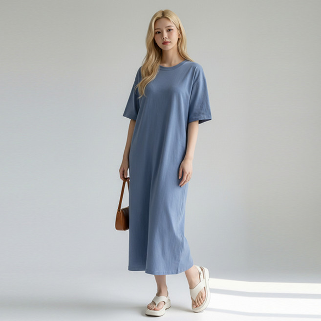 레몬소울 여성용 솔드 반팔 원피스