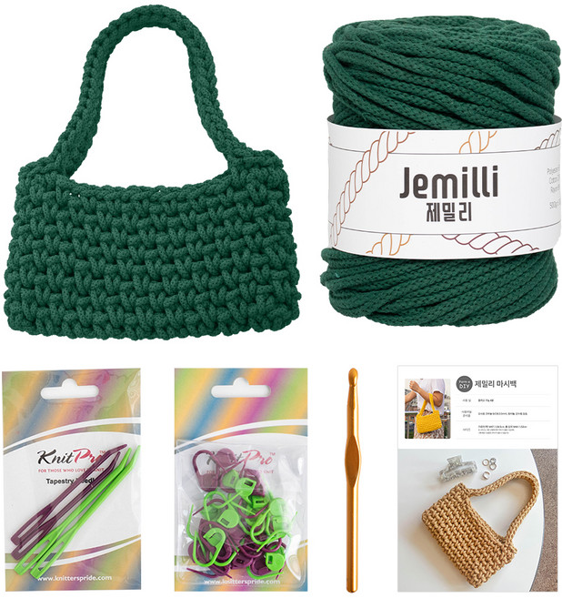 yarna 제밀리 마시 미니백 DIY패키지 세트, 14 고담그린, 1세트