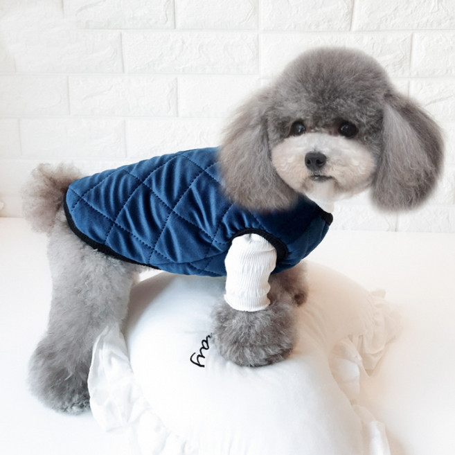 포시럽 반려동물 스퀘어 누빔 조끼, 네이비, 1개