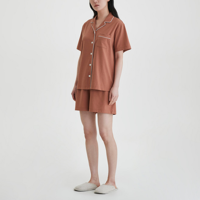 JAJU 女款棉混紡三分睡衣上衣 下褲