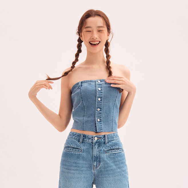 미쏘 여성용 데님 튜브탑
