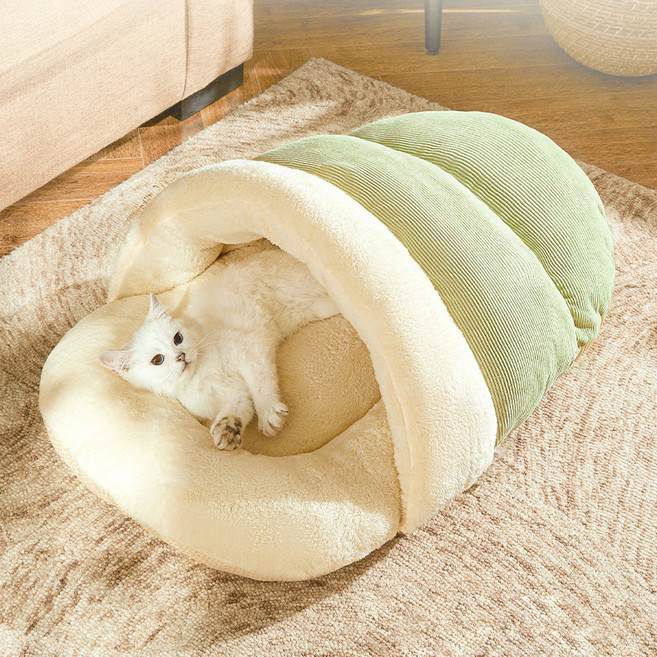 랜보어 반려동물 반밀폐 침낭 숨숨집, 1개, 그린