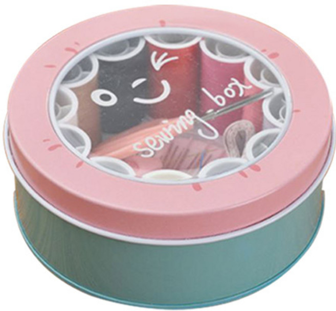 마켓플랜 세윙 원형 반짇고리 세트, 민트핑크, 1세트