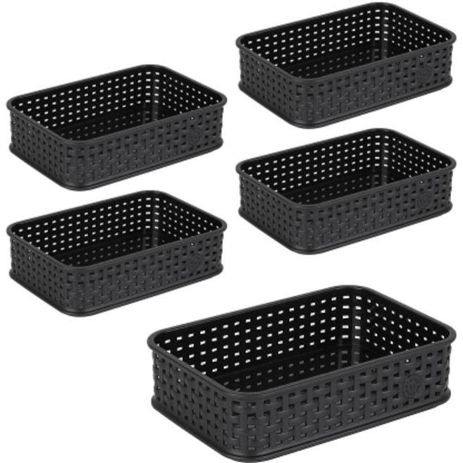 마이스타일 직T 라탄 바스켓, 블랙, 5개