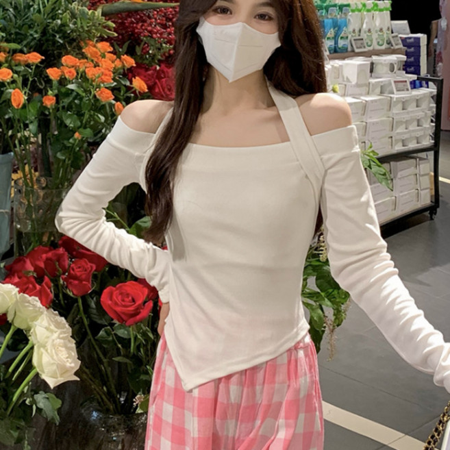 MMMII 女款辣妹繞頸露肩長袖T恤 MMM1002