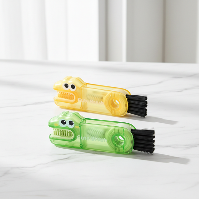 몰투데이 텀블러 키보드 창틀 틈새 청소 솔 2종, 그린, 옐로우, 1개