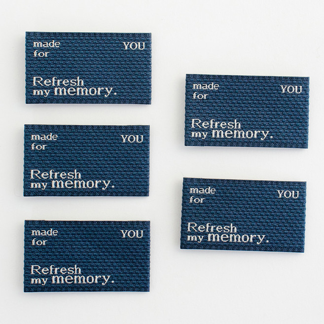 yarna My Memory 레터링 빈티지 디자인 패브릭 면 라벨, 블루, 5개