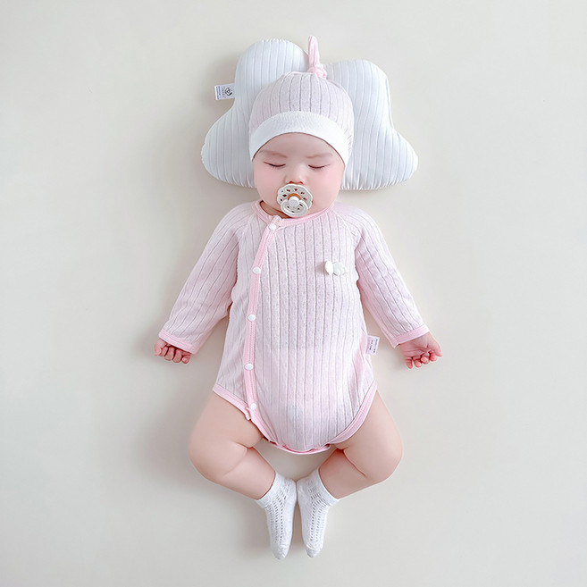 베베니즈 신생아용 날개패치 순면 긴팔 바디수트