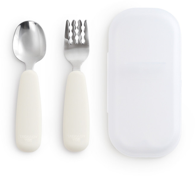 탁가온 123 실리콘 스푼 포크 케이스 세트, 아이보리, 스푼(L) + 포크(L) + 케이스, 1세트