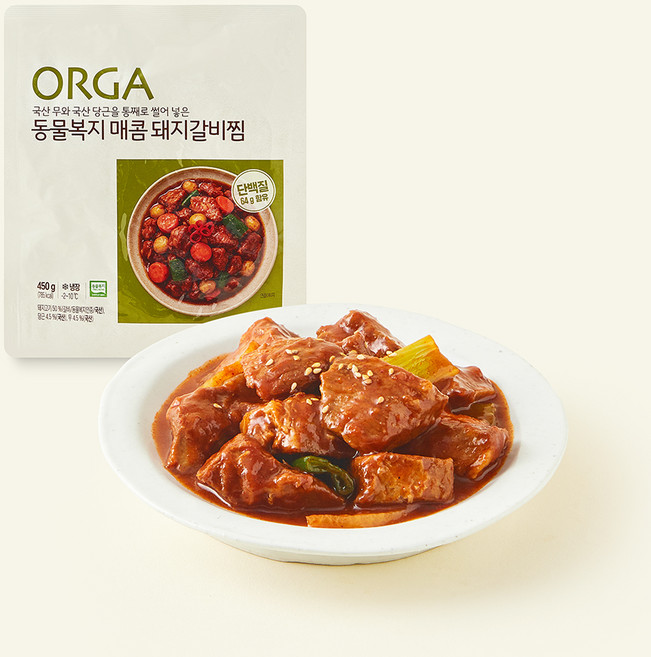 올가 동물복지 인증 매콤 돼지갈비찜, 450g, 1개