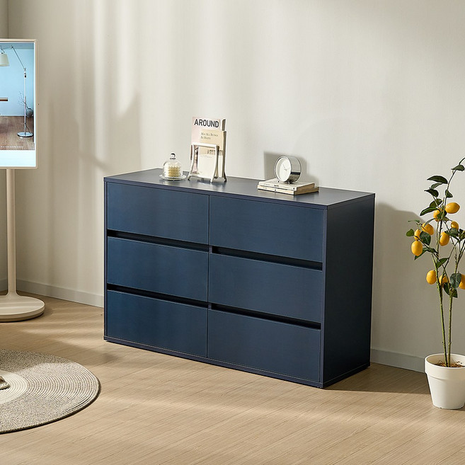 가구의정석 리호 티비다이 수납장 방문설치, 3단, 네이비