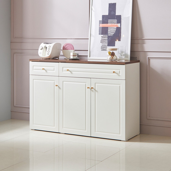 장인가구 다이닝 1200 주방 수납장 서랍형 방문설치, 아이보리