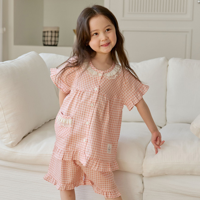 찌니야 여아용 학생 보엔 텐셀 잠옷 반팔상하 세트