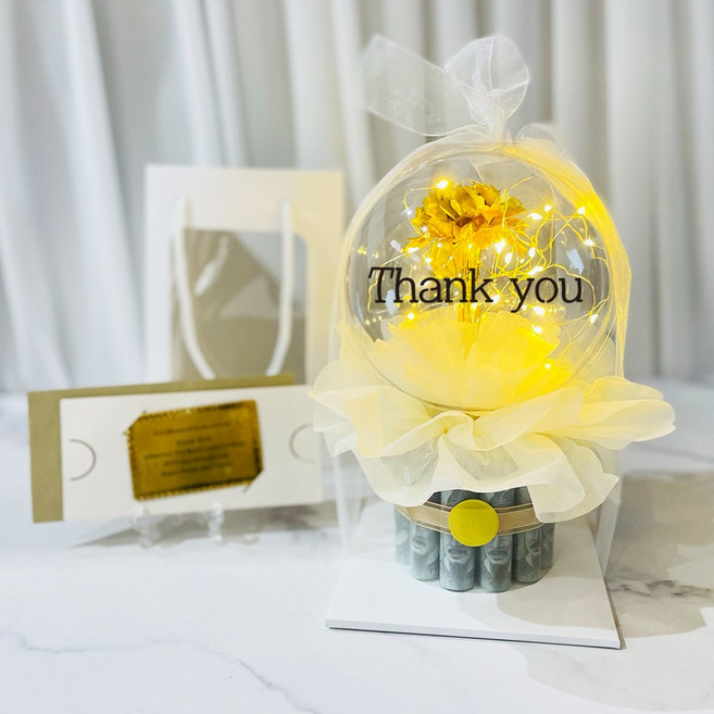 러블리팜 조화 24K 황금 카네이션, 매직벌룬보자기, 1개