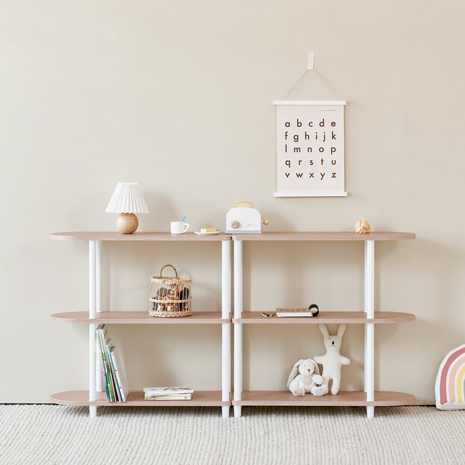 ROOM&HOME 日常圓弧半圓層架, 3欄, 橡木白