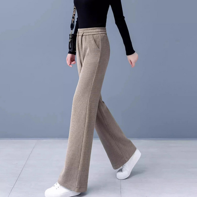 반야스토리 여성용 간절기 코듀로이 와이드 골덴 밴딩 팬츠 SS76