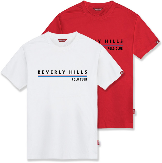 BEVERLY HILLS POLO CLUB 印花圓領短袖T恤 CPS9T21, 白紅