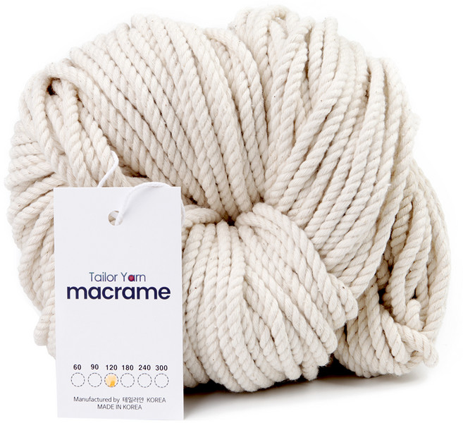 미소털실 미소니트 마크라메실 코드 코튼 로프 5mm 120합, 무지, 1개