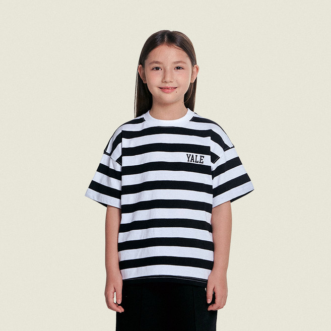 예일키즈 아동용 통기성 스몰 로고 스트라이프 티셔츠 YMTS-33140
