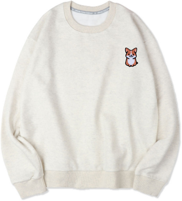 VENHIT Milky小狗刺繡寬鬆柔軟刷毛大學T