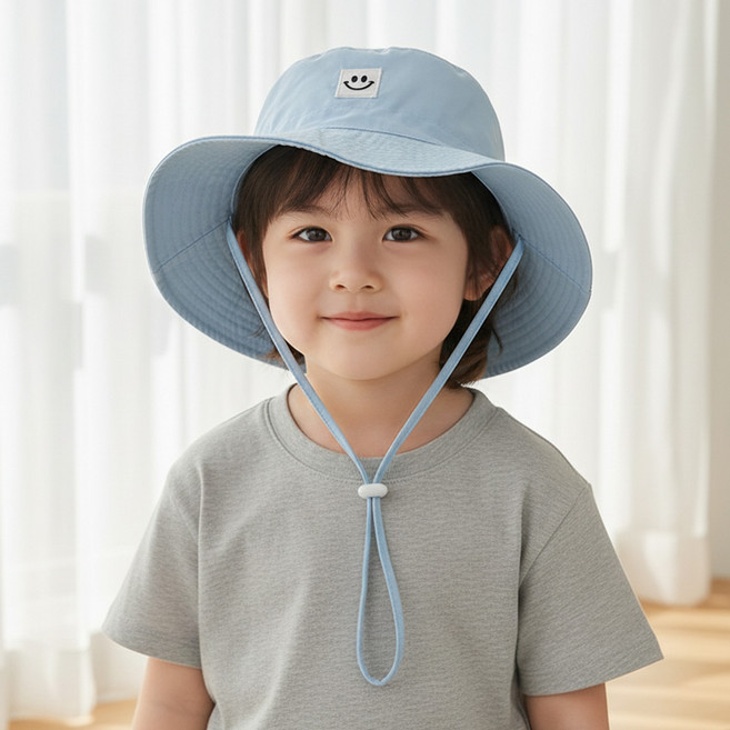 SOMNIUMBEBE 兒童方形徽章防曬可調節綁帶狩獵遮陽帽