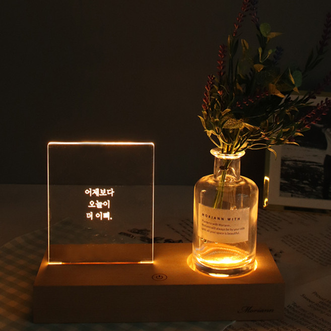 모리앤 감성우드무드등 + 퓨어 화병 + 감성스티커 + 라벤더조화 + 감성문구 어제보다 오늘이, 혼합색상