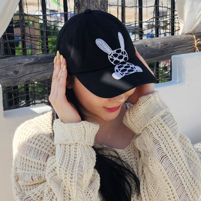 한스모자 코튼 토끼자수 깊은핏 야구모자