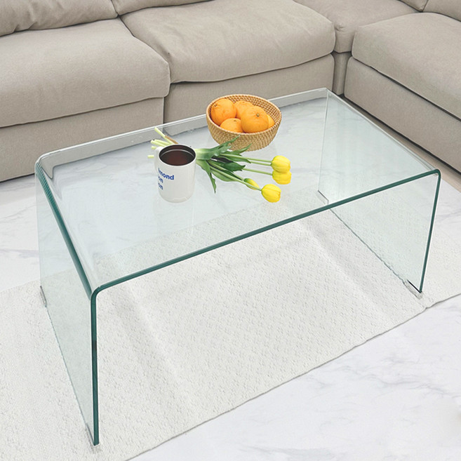 미코퍼니처 강화유리 거실 테이블, 투명