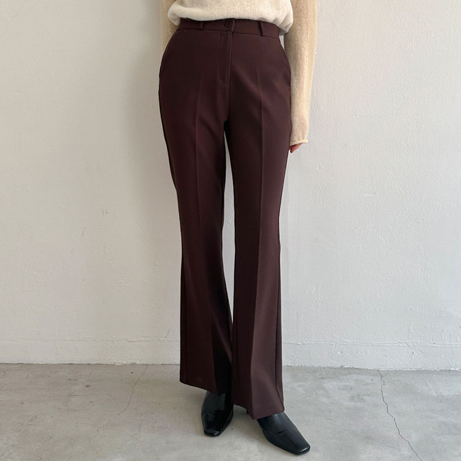 플랜데이 여성용 숏/미디움/롱 기장 투니 슬림 부츠컷 슬랙스