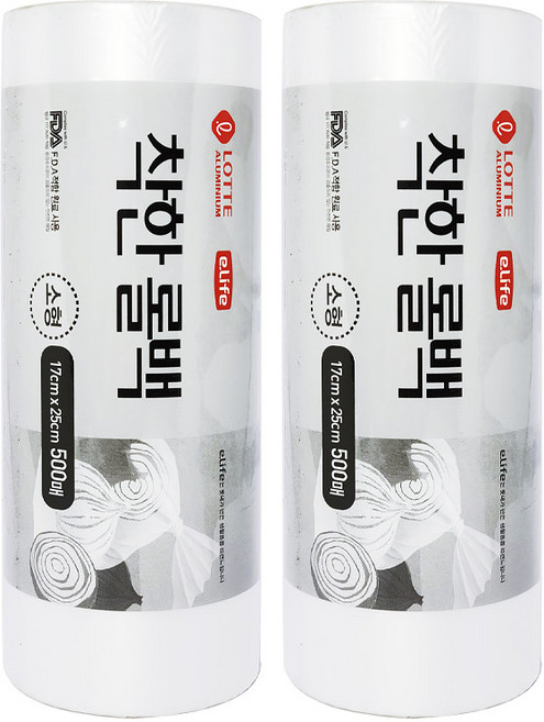 롯데이라이프 착한 롤백 소 17cm x 25cm, 소(S), 500개입, 2개