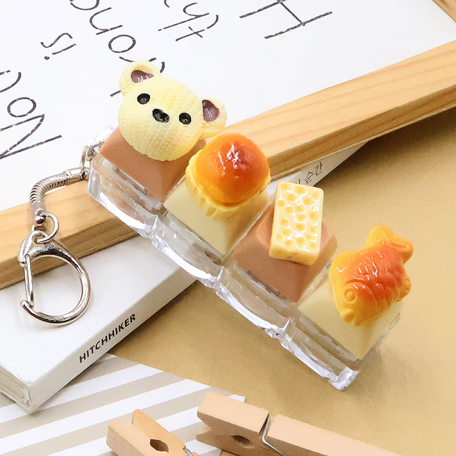 비단길 커피베어 클리커 키보드 4구 키캡 키링