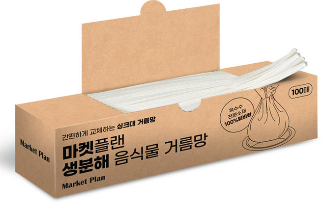 마켓플랜 생분해 음식물 거름망, 1세트, 100개