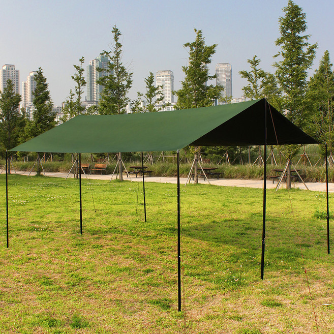 캠프빌리지 방수 블랙코팅 심실링 렉타타프 세트, 카키