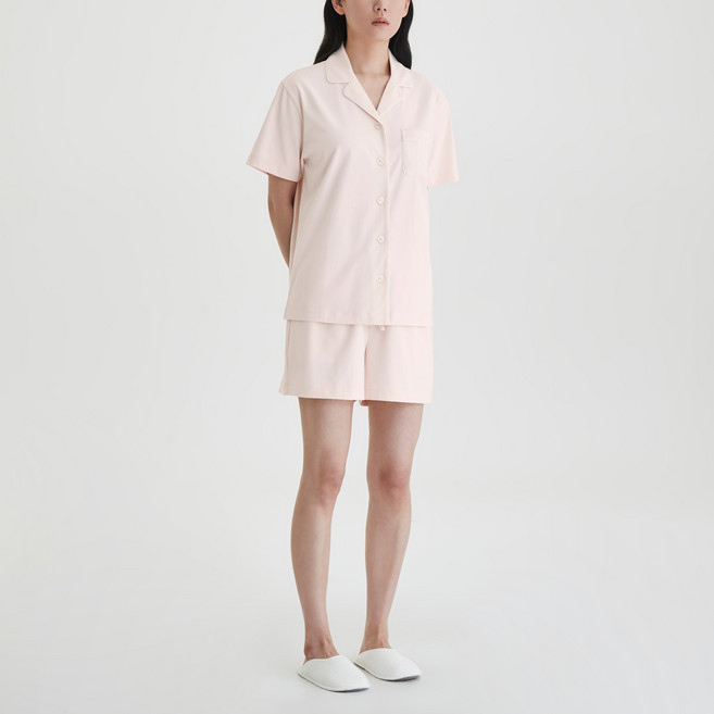 JAJU 여성용 코튼 블렌디드 3부 파자마 상의 하의