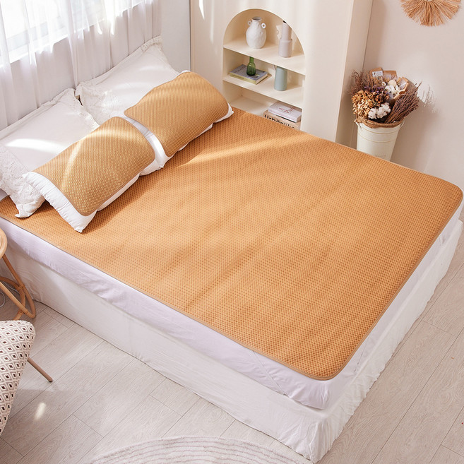 JINDACHI 金大器 頂級紙纖透氣軟藤涼蓆 厚款, 格紋 棕色, 涼感墊