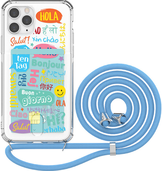 JUST4YOU 랭귀지 투명 방탄 카드 목걸이 휴대폰 케이스