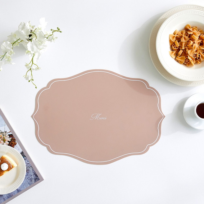 모던하우스 스칼럽 실리콘 식탁매트, 누드핑크, 1개, 44 x 31 cm