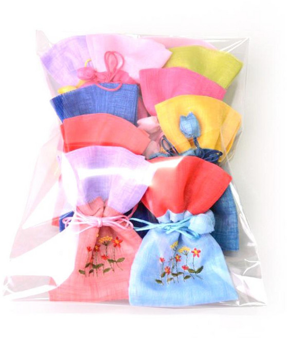 Hamagongbang 迷你花卉刺繡傳統福袋 10件組, 顏色隨機, 1組