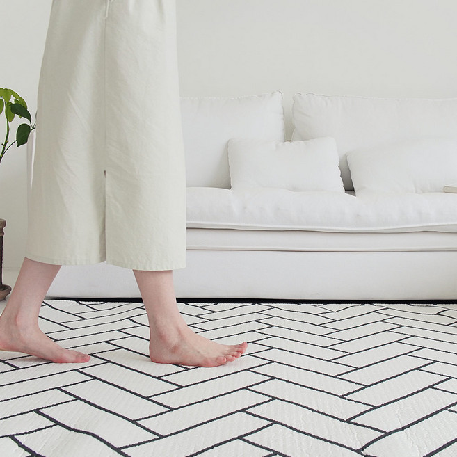 시어서커 냉감 여름 러그 사각