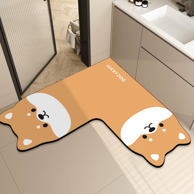 XTER U型乾式浴室廚房多用途珪藻土地墊 可愛J, 混合色