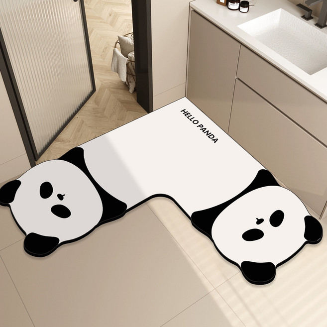 XTER U型乾式浴室廚房多用途珪藻土地墊 可愛L, 混合色