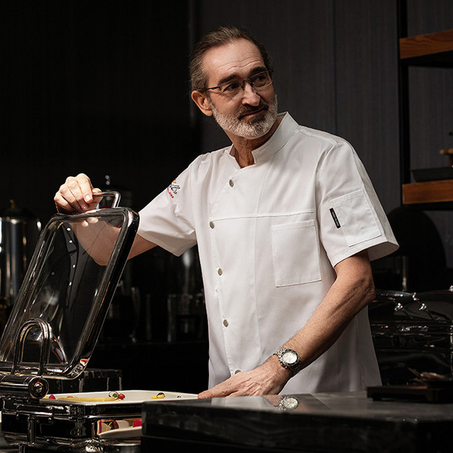 Loving Lab 男女通用短袖按扣網眼廚師服上衣 S-03