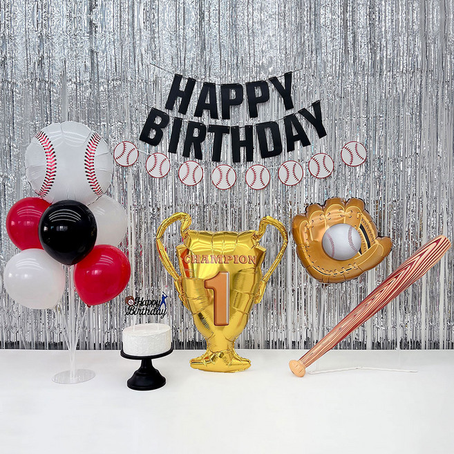 파티아일랜드 야구 생일 커튼 파티 세트, 레드, 1세트