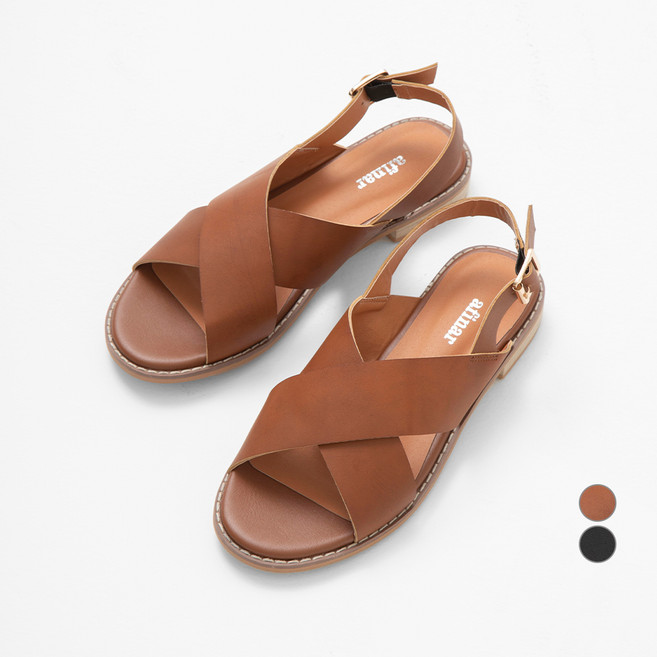 afinar 復古 X 字帶 涼鞋, 棕色的, 250