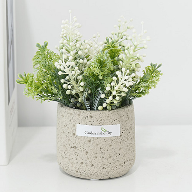 Garden in the City 復古苔蘚鐵線蕨人造花飾品, 1個, 白色