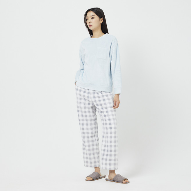 JAJU 여성용 극세사 스웨트 긴팔 파자마 티셔츠