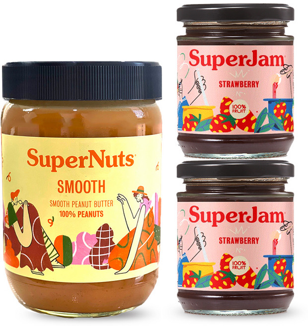 슈퍼잼 슈퍼너츠 스무스 500g + 블루베리 블랙커런트 212g x 2p 세트, 슈퍼잼 스트로베리, 슈퍼잼 스트로베리, 1개